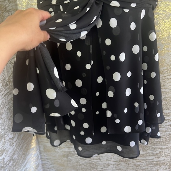 Vintage🧚♀️ Bellissima Black/White Y2K Polka Dot Bodydoll Blouse Size 12 - Picture 10 of 17